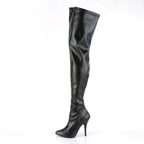 Pointed Toe Thigh High Heel Boots - Picture 1 of 5